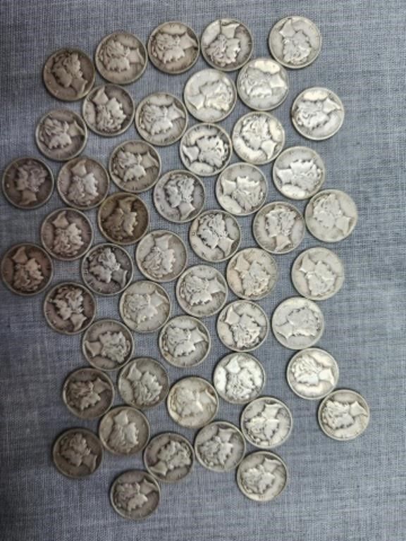 49- Silver Mercury Head Dimes, unresearched, as