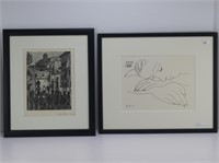 FRAMED PICASSO PRINT & OTHER ENGRAVING