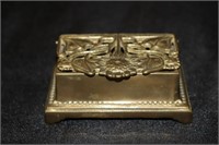 Vintage Brass Stamp Holder Decorated with