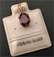 Garnet On Sterling Silver Pendant