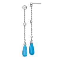 Sterling Silver Turquoise Crystal Dangle Earrings