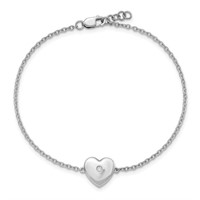 Sterling Silver  Diamond Heart Bracelet