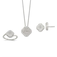 Sterling Silver Crystal Necklace/Earrings/Ring Set