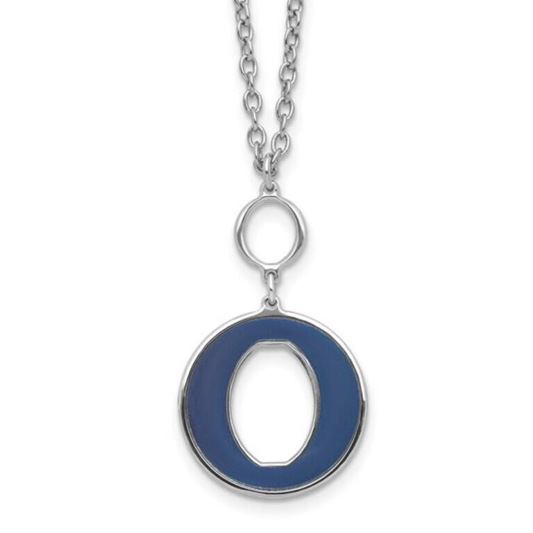 Sterling Silver Blue Enamel Circle Necklace