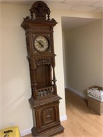 MID CENTURY GRANDFATHER CLOCK AS IS