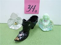 (3) Fenton Pieces - Clear Glass Guardian Angel,