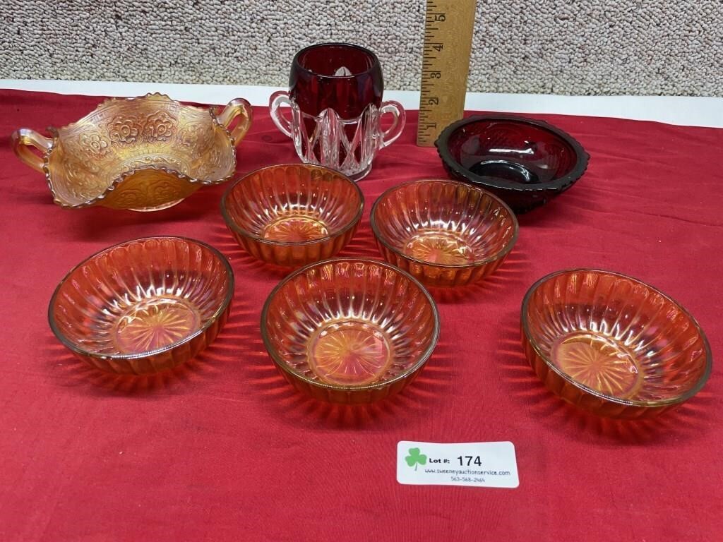 Marigold & Red Glass Bowls