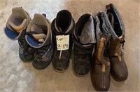 3 pairs snow boots, sizes 7 thru 12.5