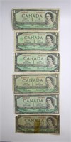 (6) CANADIAN $1 BILLS