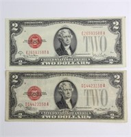 (2) $2 RED SEAL BILLS