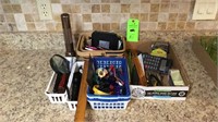 Common household tools, pens, clips, magnifying
