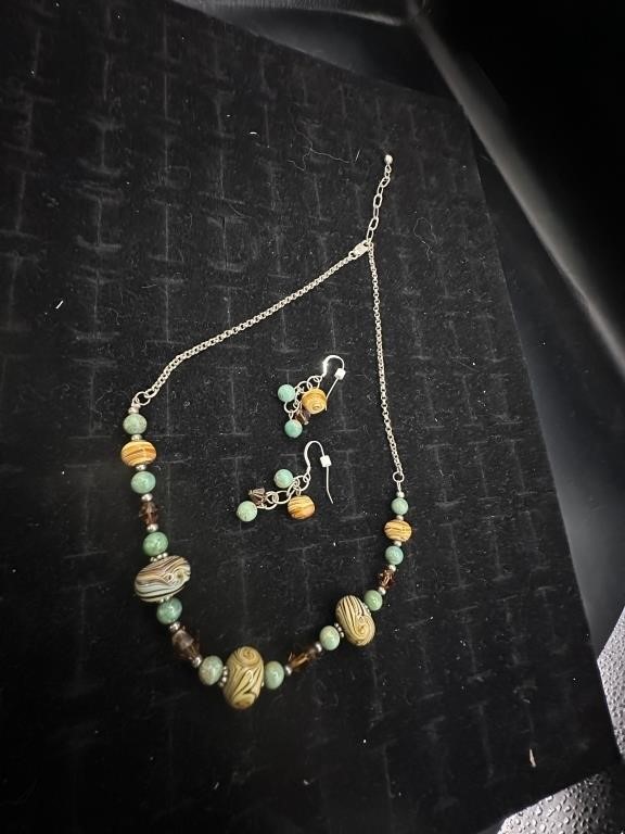 Christopher Park sterling beaded necklace/earrings