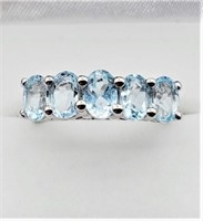 Sterling Silver Natural Blue Topaz Ring, Size 7,