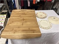 20 x 13 1/2 cutting board vintage saucers made in