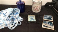 Coaster, canisters, butterfly pic apron