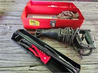 Black & Decker Sawzall, metal tool box with