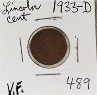 1933D  Lincoln Cent  EF