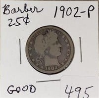 1902P Barber Quarter Good