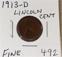 1913D  Lincoln Cent Fine