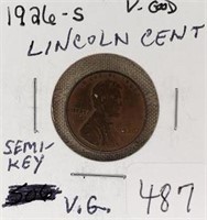 1926S Lincoln Cent Semi Key VG