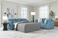 Queen Ashley Keerwick Teal Sleeper Sofa