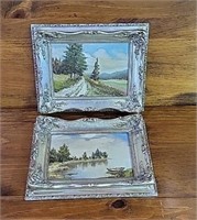 Two Framed Oil on Board Paintings - 11×8 1/2