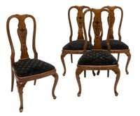 (4) ENGLISH CHIPPENDALE STYLE BEECHWOOD CHAIRS