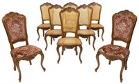 (8) LOUIS XV STYLE CARVED FRUITWOOD CHAIRS
