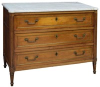 FRENCH DIRECTOIRE CHERRYWOOD MARBLE TOP COMMODE