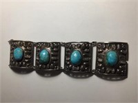 CHUNKY TURQUOISE BRACELET, THE CLASP IS MARKED SIL