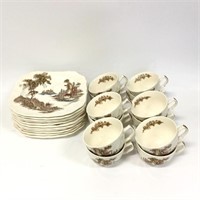 Johnson Bros. "The Old Mill" Snack Plates and Cups