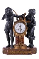 Large French Clock w/ Red Marble