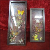 (2)Vintage butterfly shadow boxes.