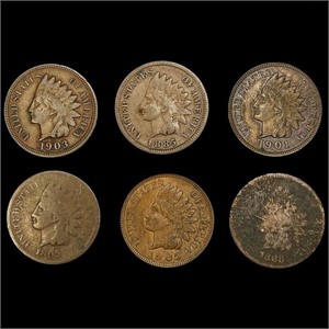 [6] Indian Head Cents [1865, 1868, 1885, 1901,