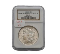 1885-O Morgan Silver Dollar (Graded MS63)