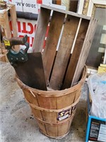 Orchard Basket, Wood Box, Vintage Hand Saw, Wrench