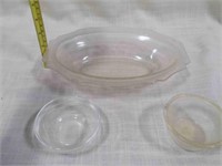 Vintage Oval Federal Glass Platter, 2) sm bowls
