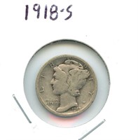 1918-S Mercury Silver Dime