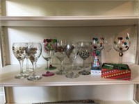 Assortment of Painted Wine Glasses