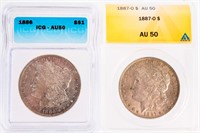 Coin 2 Morgan $ Certified 1887-O & 1886-P