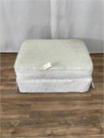White Patterned Cushioned Ottoman