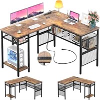 Cyclysio L-Shaped Computer Desk with Charging Stat