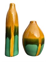 Two Mid Century Glazed Ceramic Vases
