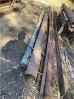 Sections of pipe and (1) piece of angle iron