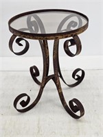 METAL STAND WITH GLASS TOP - 18.5" TALL X 19.25" B
