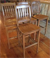 4 Hardwood Bar Stools / Chairs #4
