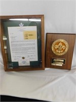 Boy Scout Memorial shadow box - donor plaque