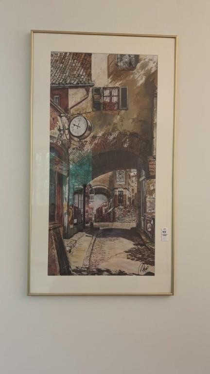 Framed Gothic Street Scene Wall Art Signed