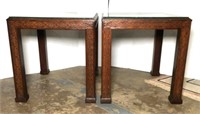 Pair of Side Tables with Protective Glass Tops