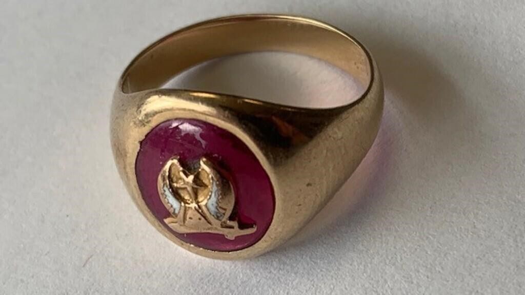 10k Gold Ring 18mm with Shriner's Setting